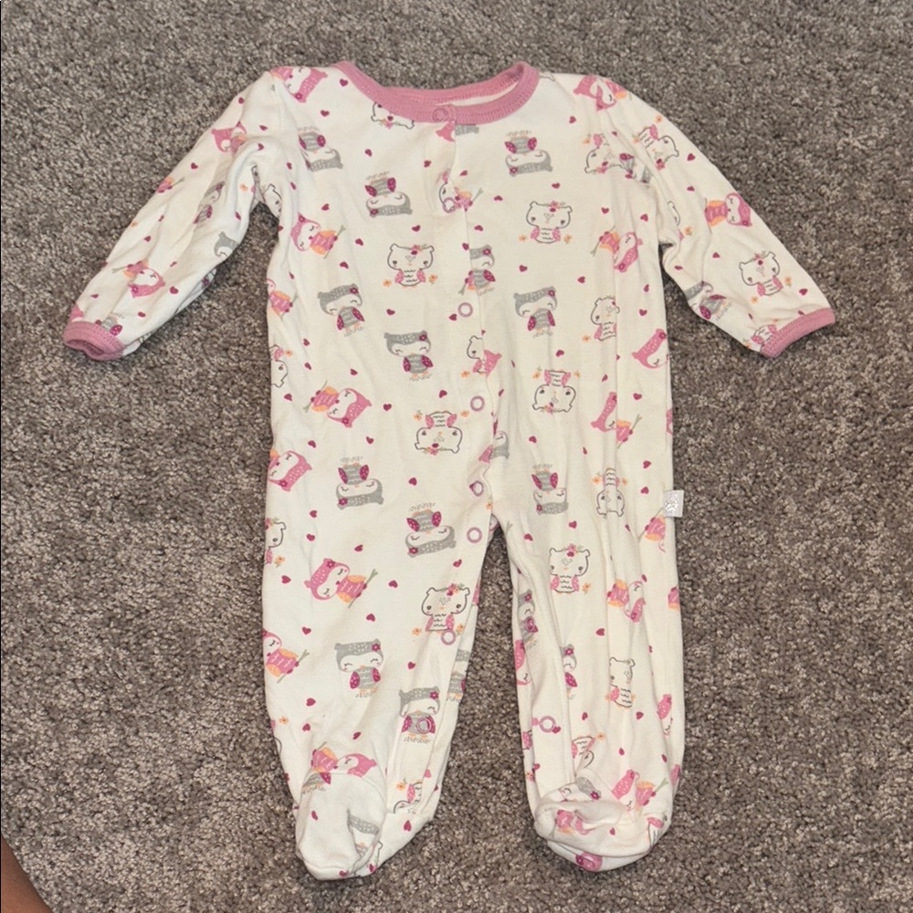 Adorable Kids Footie Pajamas in Pink and White